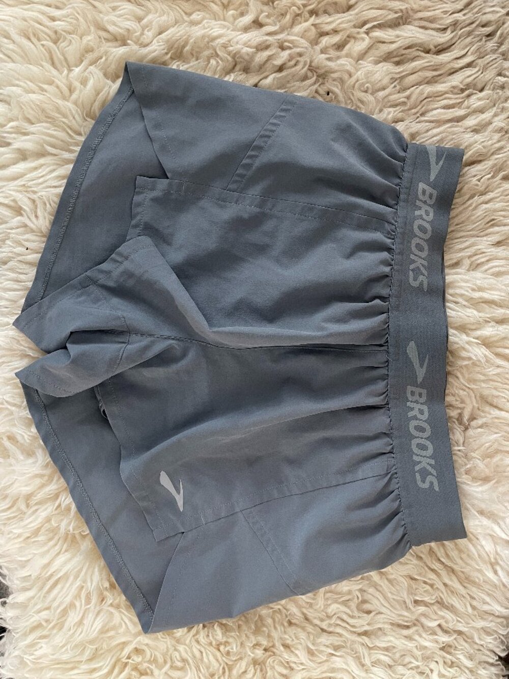 Brooks Women’s Running Shorts Gray XS Wide Logo Waistband